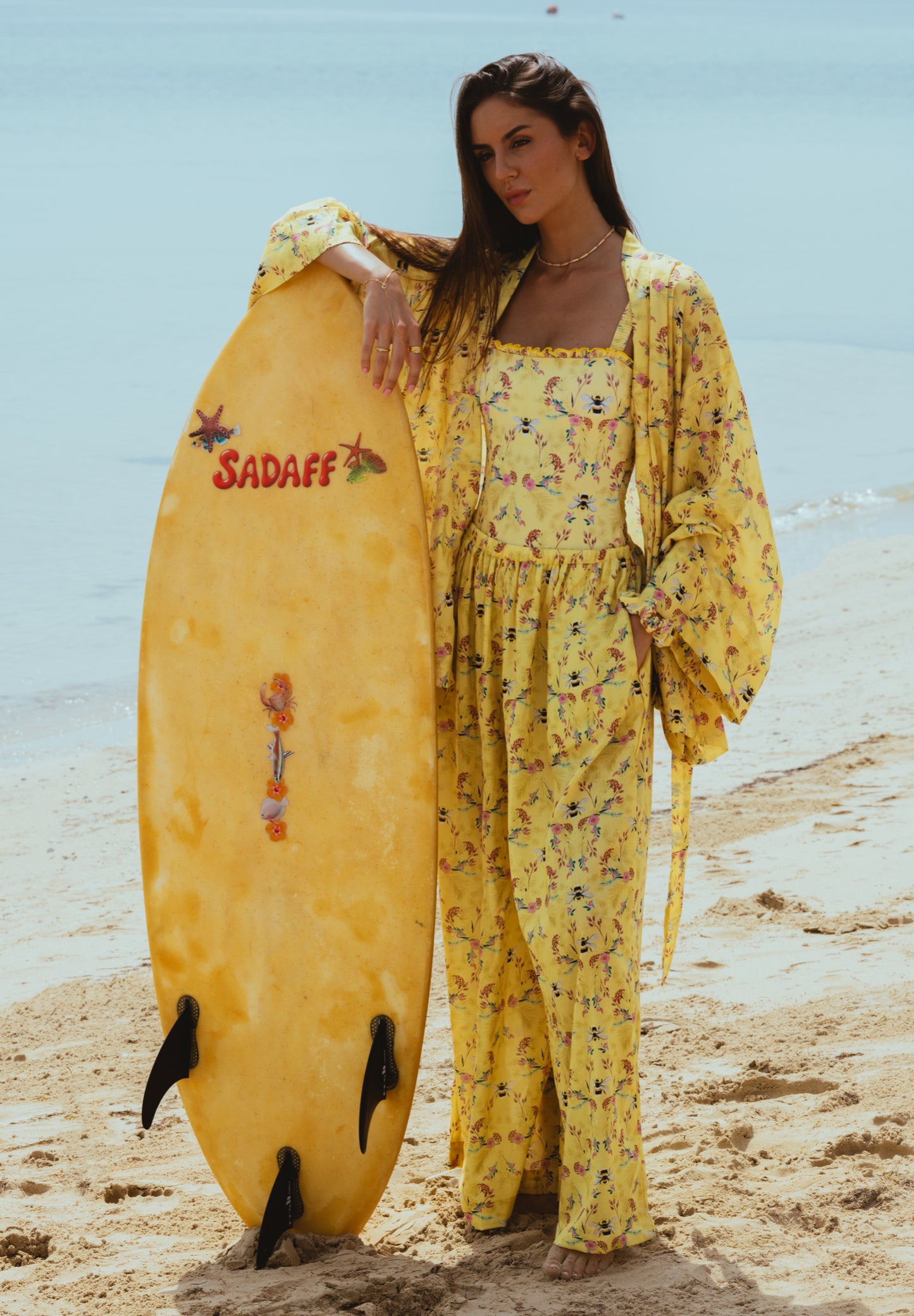 Floral bee pants